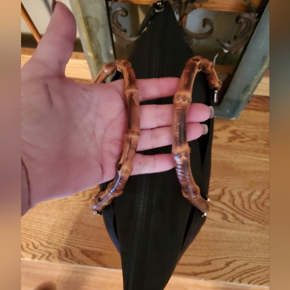 Gucci Vintage Black Nylon Bamboo Tote Bag - Picture 7 of 15